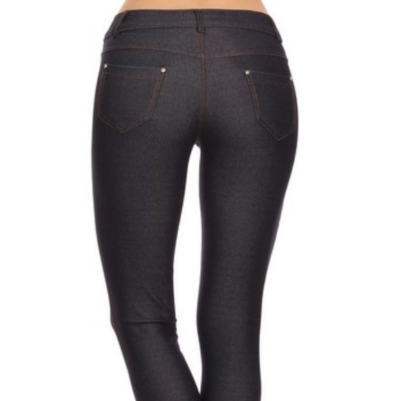 Basic Navy Blue Full Length Jeggings - Picture 4 of 6